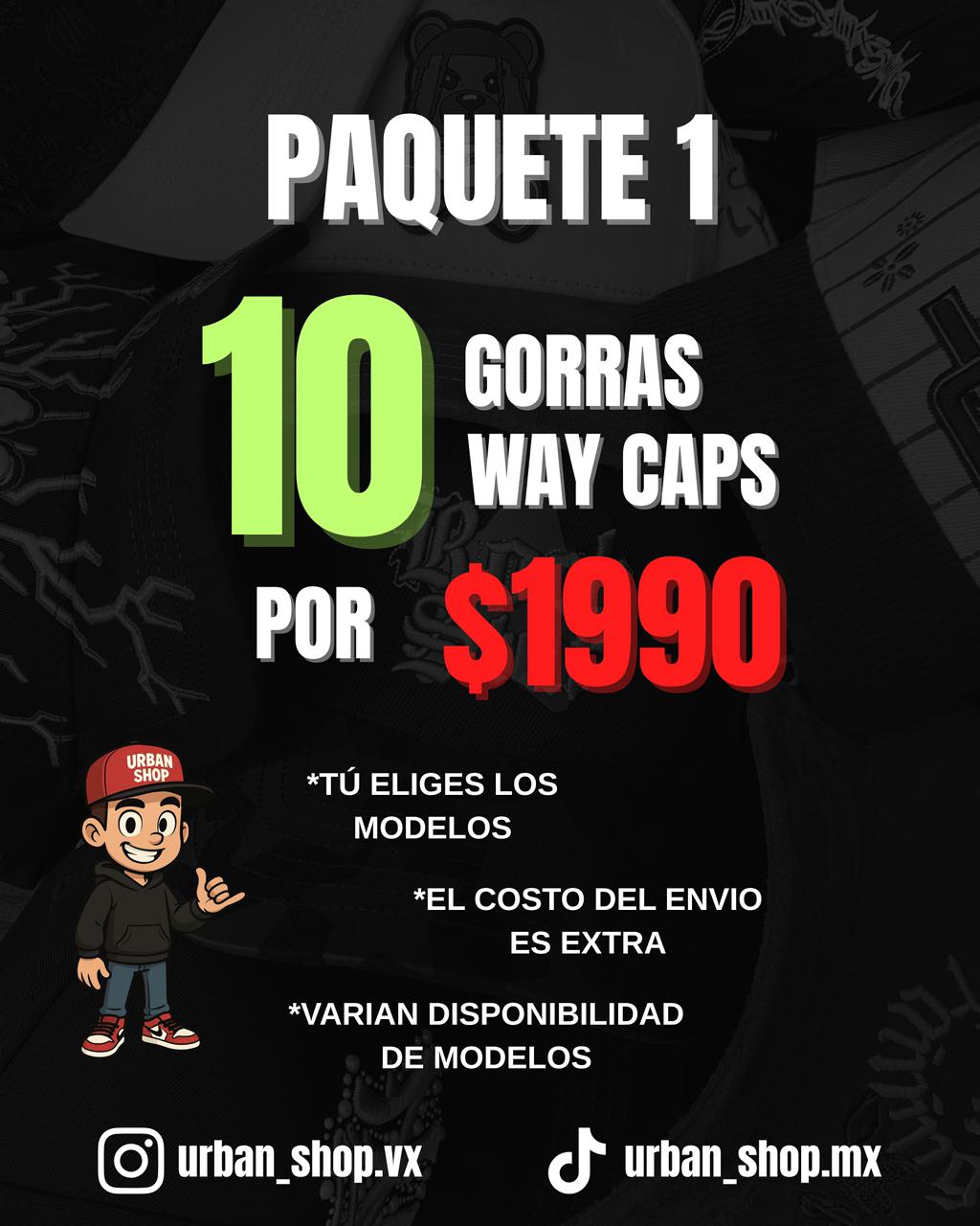 Paquete 1 – 10 Gorras Way Caps